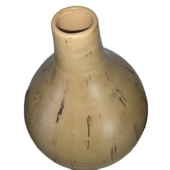 Chunky Stoneware Vase Jug 10" – Rustic Modern Pottery Decor Tan Black - Picture 4 of 7